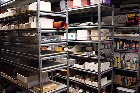 picture of helicopter parts/ maintenance supplies on shelves
